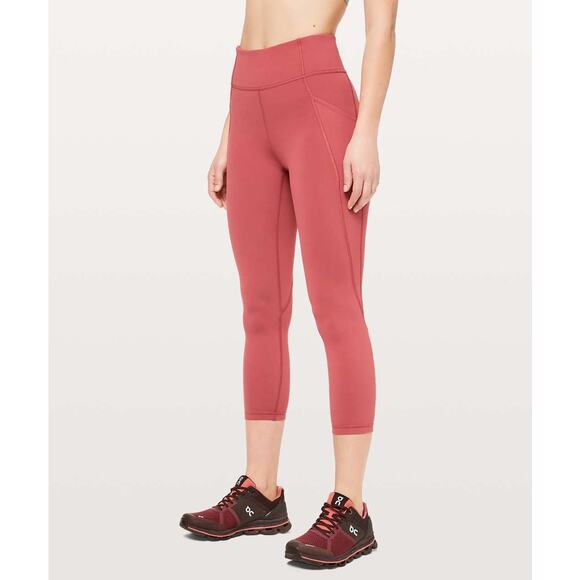 Lululemon Time To Sweat Crop *23" Size 2 Red EUC - Picture 2 of 10